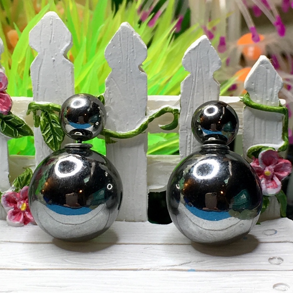 Gunmetal Double Stud Earrings
